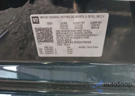 2025 Chevrolet Silverado 1500 4Wd Short Bed Lt Trail Boss z USA, uszkodzony, nr VIN 3GCUKFEL9SG279416